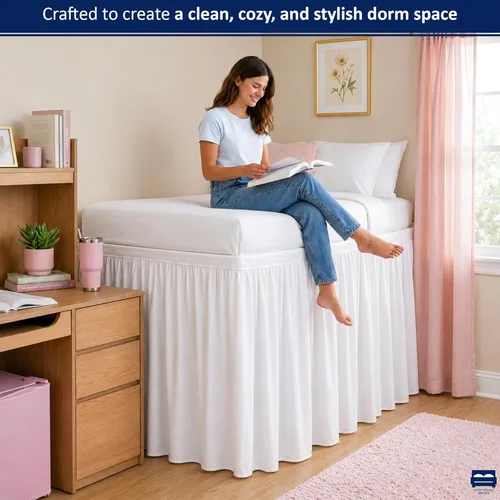 Miniatura 6 de Cottingon Falda de cama de dormitorio extendida de 30 pulgadas, tamaño individual XL, 100 % microfibra, con volantes de polvo, color blanco