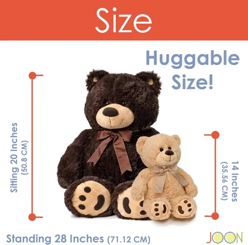 Miniatura 4 de Joon Oso de peluche grande – Pelaje esponjoso, cinta y moño, huellas distintivas – Alegría abrazable y adorable, regalo ideal para baby showers