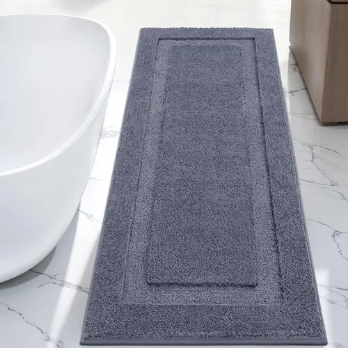 Miniatura 11 de SHACOS Alfombras de baño súper suaves y esponjosas de 24"x36" antideslizantes, lavables, alfombras de baño absorbentes, alfombras para suelo de Gris