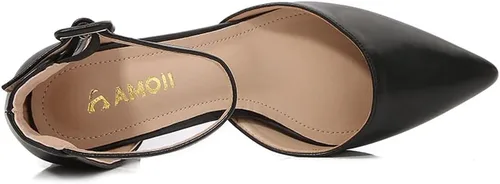 Miniatura 3 de Amoji Zapatos de vestir con tacón de bloque con punta puntiaguda de 2 pulgadas con correa de tobillo 412
