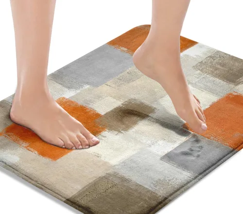 Miniatura 9 de Britimes Alfombra de baño antideslizante para baño, diseño de ondas de arena azul, cubierta lavable, tapete para decoración de baño, 18 x 30