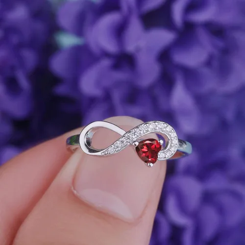 Miniatura 9 de Anillo Jo Wisdomo de compromiso. de plata esterlina, con corazón e infinito, anillo de amistad, para ella