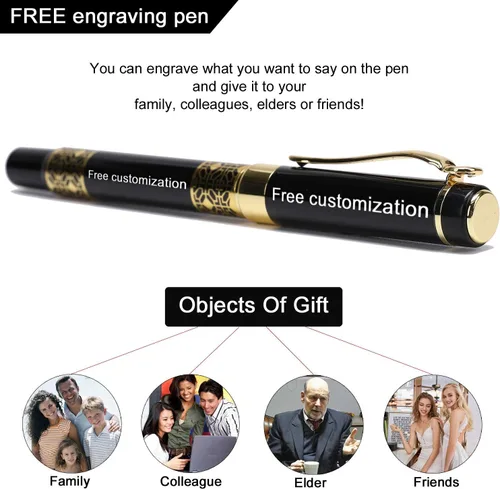 Miniatura 3 de YIVONKA Bolígrafos personalizados, bolígrafos grabados, bolígrafo de rodillo, bolígrafo de repuesto mediano, tinta negra, regalos personalizados
