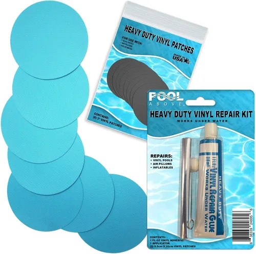 Miniatura 9 de Kit de parches de reparación de vinilo resistente para reparación de revestimientos de piscina sobre el suelo; inflables de pegamento y parches; Azul