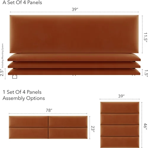 Miniatura 40 de Vant - Paneles tapizados para pared - Cabeceros montados en la pared tamaño King/Cal King - Cuero vintage blanco tórtola - Twin/King - Juego de 4