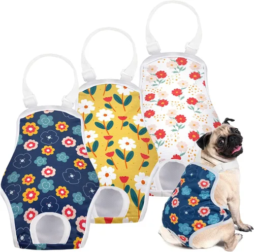 Miniatura 9 de MICOOYO Pañal Enterizo para Perro, Braguita Sanitaria con Tirantes Ajustables, Pañales Lavables para Período de Perro, Ropa Interior para Mascotas