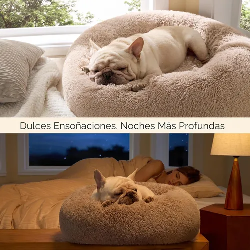 Miniatura 4 de Bedsure - Cama relajante para perro mediano, lavable, tipo dona, cama para gato, antideslizante, redonda, afelpada, mullida, de piel sintética
