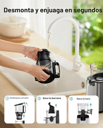 Miniatura 5 de Máquinas de exprimidor, exprimidor de prensa fría EUHOMY con tolva de alimentación ancha de 5.8" para verduras y frutas enteras con 400W, alto Negro