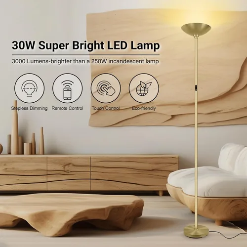 Miniatura 2 de BoostArea Lámpara de pie regulable, 30 W, 3000 lúmenes, lámpara de pie LED súper brillante con control remoto y táctil, lámpara de pie moderna