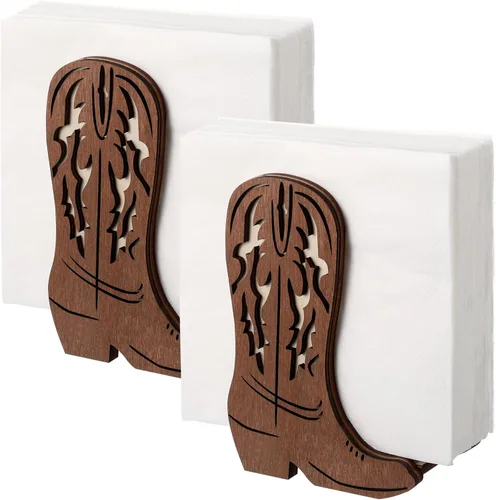 Miniatura 11 de CroBlissful Servilleteros para botas de vaquero occidental, 2 unidades, para mesa, cocina, granja, servilletero, soporte de papel rústico de pie