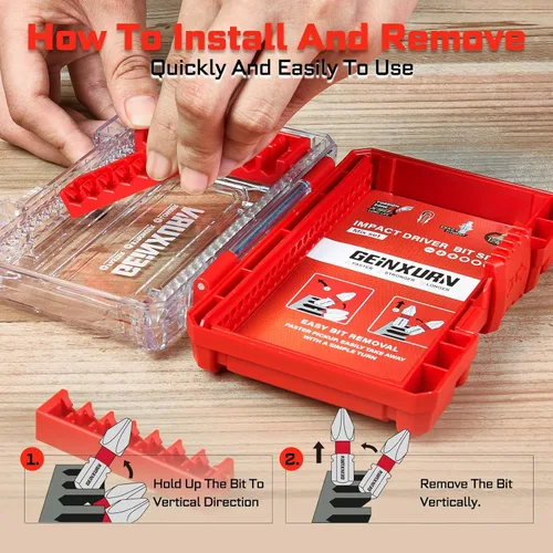 Miniatura 3 de Geinxurn Caja de almacenamiento roja de 1 pieza, caja de piezas pequeñas con divisor desmontable, caja de juego de brocas de destornillador