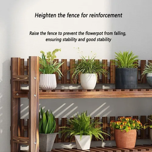 Miniatura 4 de Soporte de madera para plantas de 4 niveles, fácil de montar, estante de madera multifuncional para plantas, soporte de madera para múltiples
