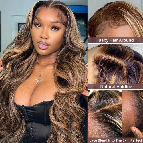 Miniatura 3 de Higlight - Pelucas de cabello humano con encaje frontal de color degradado, peluca de encaje frontal con abuelitos, peluca de cabello humano