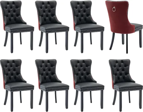 Miniatura 101 de Juego de 2 sillas de comedor modernas, sillas de comedor tapizadas acolchadas con patas de madera maciza, silla de cocina de tela de lino beige