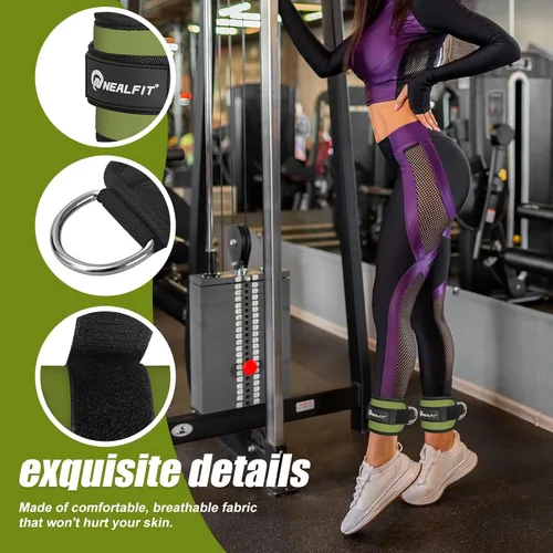 Miniatura 4 de NEALFIT Correa de tobillo para máquina de cable, tobillera de gimnasio para patadas, extensiones de piernas, entrenamientos de glúteos, abductores