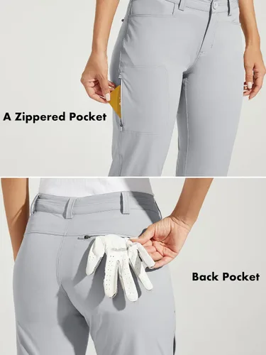 Miniatura 6 de Willit Pantalones de golf para mujer, elásticos, de secado rápido, ligeros, casuales, con bolsillos, resistentes al agua