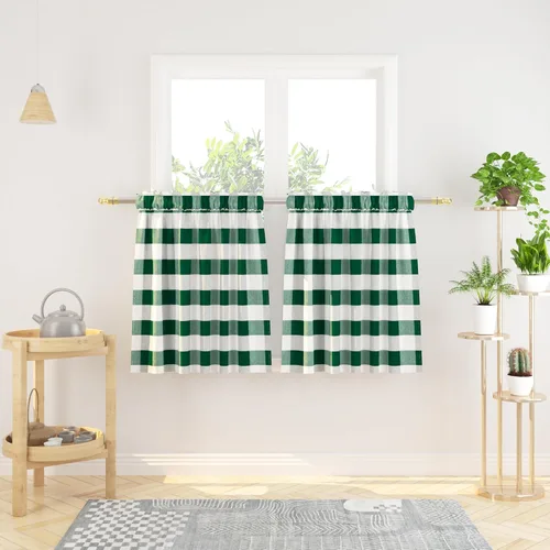 Miniatura 177 de Cenefas de cortina para ventana de 16 pulgadas de largo, 2 paneles de cuadros búfalo, cortinas pequeñas con bolsillo para barra, estilo clásico