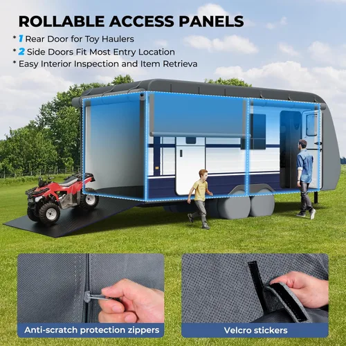 Miniatura 7 de RVMasking - Funda para remolque de viaje RV de 15-18 pies, cubierta de cámper de 7 capas extra gruesa, impermeable y resistente al viento