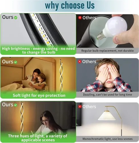 Miniatura 4 de Lámpara de pie, lámparas de pie LED modernas para sala de estar, 2500LM-40W, lámparas para sala de estar, lámpara de pie regulable con control