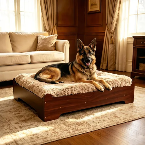 Miniatura 8 de Cama elevada para perros de 24 x 18 x 7 pulgadas, marco de cama elevado de madera para perros pequeños y colchón para mascotas pequeñas de hasta 40