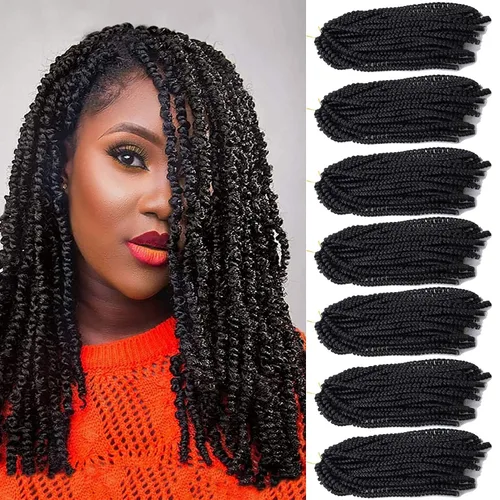 Miniatura 67 de Paquete de 2 cabello para trenzas en espiral de 8 pulgadas, cabello Spring Twist para rastas falsas, rastas de mariposa, cabello para trenzas, fibra