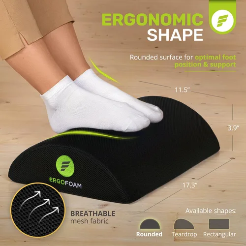 Miniatura 8 de ErgoFoam Reposapiés para debajo del escritorio en el trabajo - Reposapiés premium debajo del escritorio - Reposapiés de escritorio para dolor