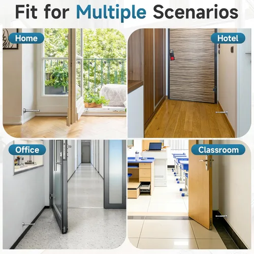 Miniatura 7 de 2 topes de puerta de resorte para pared, tope de puerta de 4.33 pulgadas para parte inferior de la puerta, tope de puerta de aluminio con punta