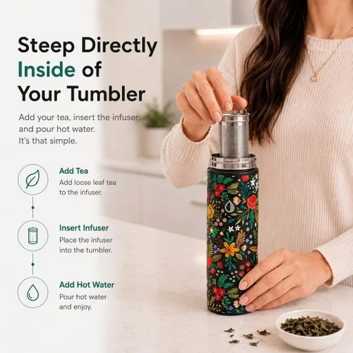 Miniatura 4 de Botella vaso térmico para té de 22 onzas con infusor, taza de viaje