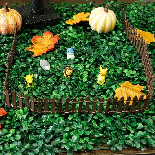Miniatura 3 de Valla de jardín de hadas en miniatura, mini adorno de valla de estacas de madera DIY (marrón)