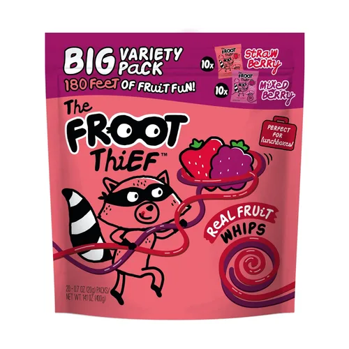 Miniatura 16 de THE FROOT Thief Golosinas de fruta real, sin frutos secos, perfectas para almuerzos escolares, bolsas individuales para niños, manzana, paquete de 5