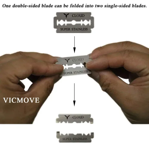 Miniatura 4 de Navaja de afeitar profesional de borde recto con 100 cuchillas Derby, 100% acero inoxidable, 1 navaja + 100 cuchillas 1 Razor + 200 Blades