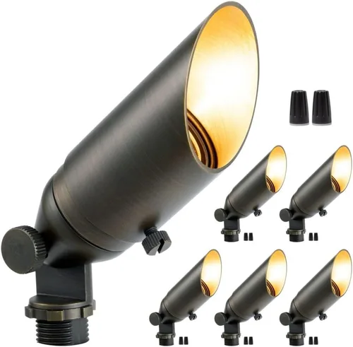Miniatura 52 de Gardenreet Focos de paisaje de latón de bajo voltaje, luz LED para exteriores de 12 V, luces con cable IP65 impermeables, bronce antiguo