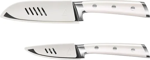 Miniatura 2 de Cangshan S+ Series 1022100 - Juego de cuchillos de iniciación Santoku de acero alemán forjado de 2 piezas con revestimiento de titanio, con vainas