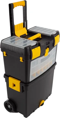 Caja de herramientas portátil con ruedas, cómoda asa plegable y parte superior extraíble – Organizadores y almacenamiento de herramientas de Stalwart