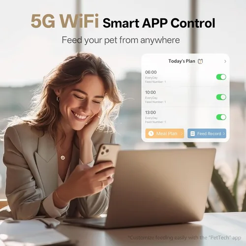 Miniatura 3 de PETULTRA Comedero automático para gatos con cámara: alimentador automático para mascotas WiFi 5G Alimentación cronometrada precisa con video HD