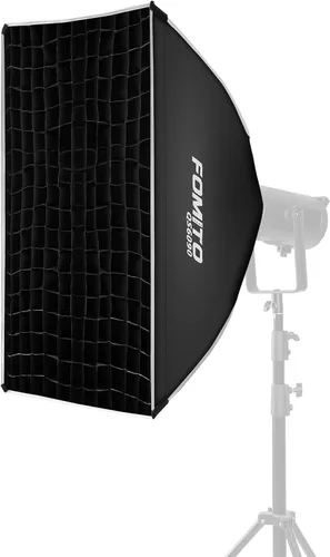 Miniatura 10 de FOMITO Caja de luz rectangular de liberación rápida de 11.8 x 47.2 pulgadas, caja de luz rectangular de montaje Bowens con rejilla de haz