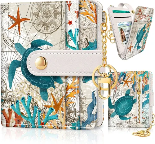 Miniatura 31 de Jogjam Cartera pequeña para mujer, Rfid delgada y compacta para tarjetas de crédito, billetera plegable de piel sintética, bolsillo con cremallera
