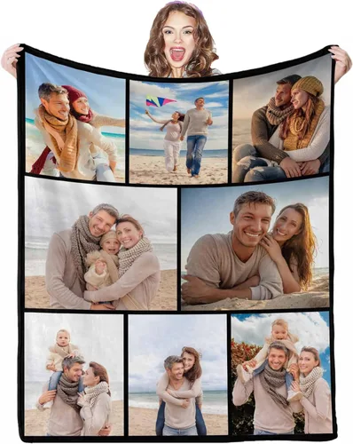 Miniatura 18 de Manta de fotos personalizada, 4 fotos, mantas personalizadas para mamá, abuela, esposa, mujeres de hija, hijo, marido, 8 tamaños 4 Fotos-1