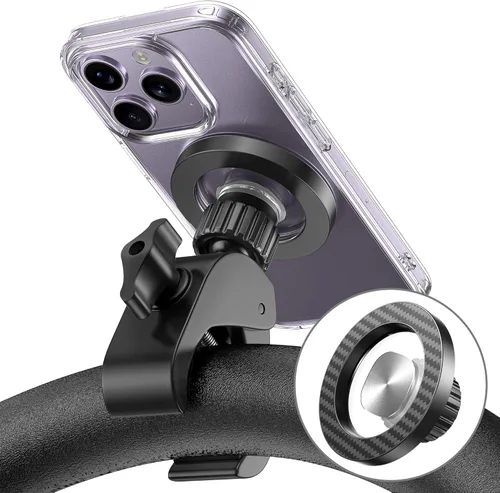 Soporte magnético para teléfono: [imán de 24 x N55] Accesorios giratorios para manubrio MagSafe para cochecito, pelotón, volante, carrito de empuje,