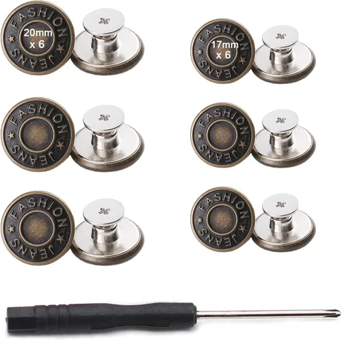 Miniatura 10 de GIYOMI 17mm Kit de reemplazo de botones para jeans sin costura con base metálica, 12 juegos de botones metálicos removibles sin clavos de 17 mm, kit