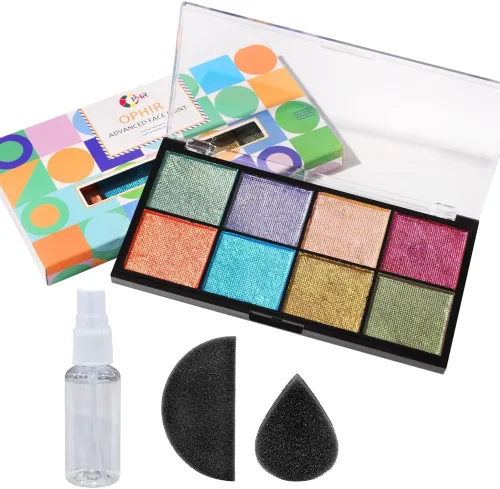 Miniatura 8 de OPHIR Kit profesional de pintura facial para niños y adultos, 5.14 onzas, no tóxica, activada por agua, arco iris, pintura facial con plantillas