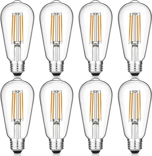 Gozelux - Bombillas LED Edison vintage, 6 W, equivalentes a 60 W, regulables, luz blanca cálida 2700K, bombillas de filamento LED antiguas ST58 con