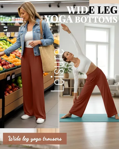 Miniatura 140 de Neer - Conjunto de 3 pantalones de yoga de pierna ancha para mujer - Pantalones deportivos cómodos, holgados, de cintura alta y casuales