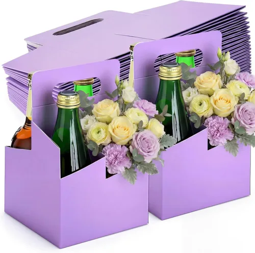 Miniatura 12 de Jetec 50 piezas Portador de bebidas de 4 tazas con asa, portador de cerveza de cartón kraft, portavasos desechable para bebidas calientes o frías