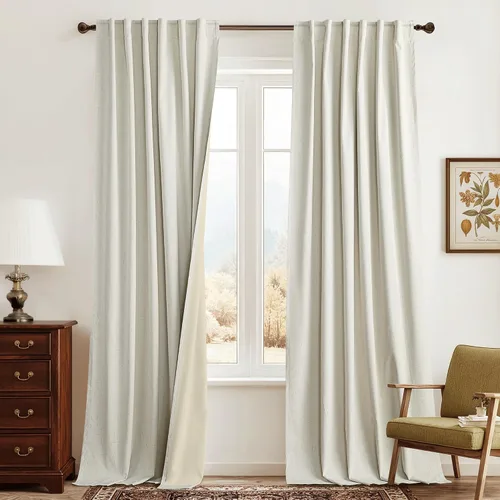 Miniatura 22 de RYB HOME Cortinas cortas opacas 100% marrones, 45 pulgadas de largo, 52 pulgadas de ancho, bloqueo de luz y aislamiento térmico para cocina