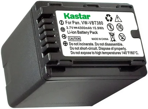 Kastar Paquete de 1 batería VW-VBT380 de repuesto para Panasonic HC-W850, HC-W850EB, HC-W850M, HC-W850GK, HC-W850MGK, HC-W850K, HC-W870M, HC-WX970M,