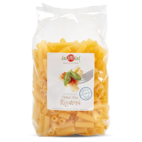 isiBisi Pasta Rigatoni sin gluten, 2 libras - Fideos artesanales de maíz y arroz - Vegana, sin OMG, fabricada en Italia