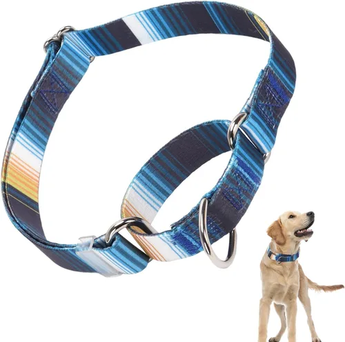 Miniatura 9 de Collar Martingale para perros, ajustable, de nailon suave, con diseño de bosque, para perros pequeños, medianos y grandes, collar de entrenamiento 3