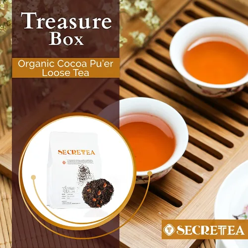 Miniatura 3 de Té suelto Pu-erh de cacao orgánico I POWERFUL Detox Immune I Heart & Digestion Support, paquete a granel de 12 oz Por T SECRETEA, Treasure Box