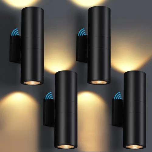 Miniatura 14 de DAKAFUL 5CCT - Luces de pared regulables para exteriores, paquete de 2 unidades, 3000 K, 5000 K, 6000 K, cilindro LED integrado, luz de aluminio